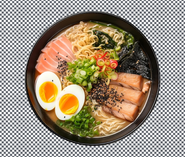 Miso Ramen fresco e delicioso isolado em fundo branco