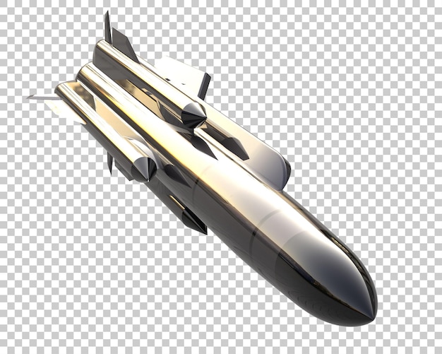 Míssil isolado no fundo ilustração de renderização 3D