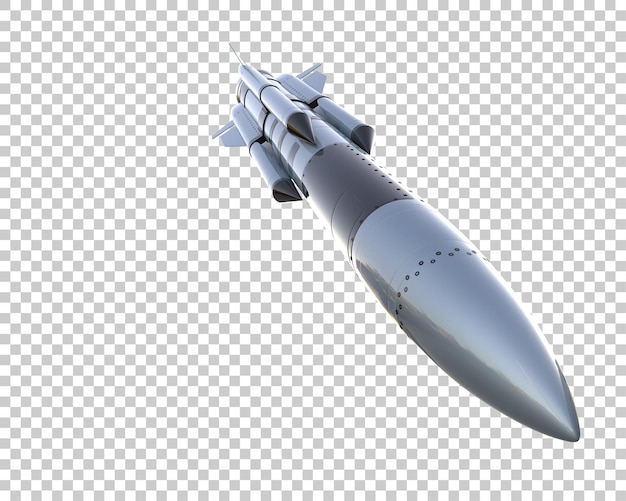 Missile isolato sullo sfondo illustrazione di rendering 3D