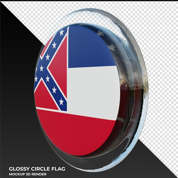 PSD mississippi0002 bandera de círculo brillante con textura 3d realista