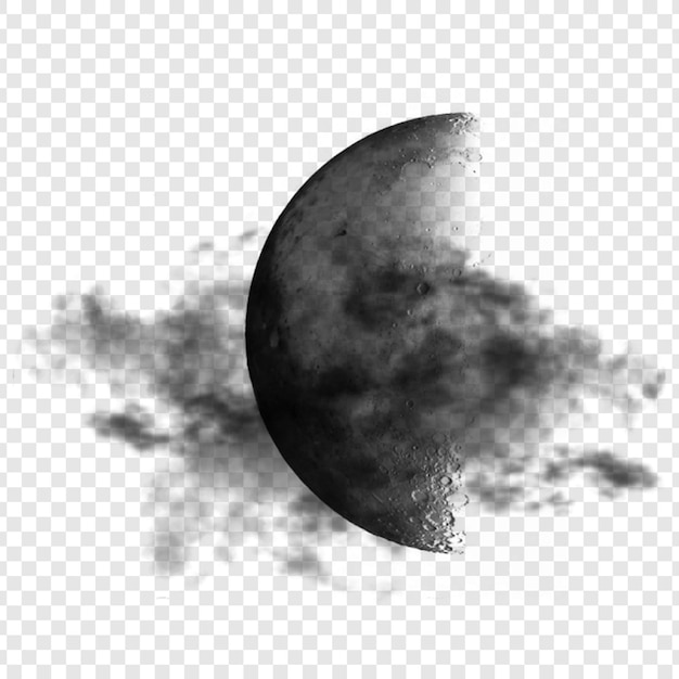 Una misteriosa media luna con nubes dramáticas en el cielo nocturno