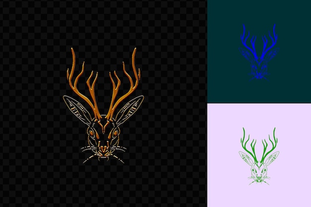 PSD misterioso jackalope tribe insignia logo con jackalope antl psd diseño vectorial concepto de arte creativo