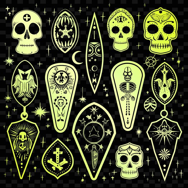 PSD mística ouija board arte folclórica com padrão planchette e sp ilustração motivos de decoração colecção