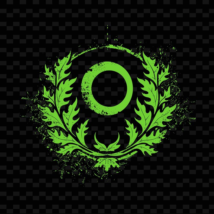 PSD místico círculo druídico crest con hojas de roble y lunas para diseños vectoriales tribales creativos