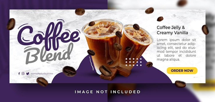 PSD mistura de café bebida especial série de café doce menu mídia social modelo de banner de capa do facebook