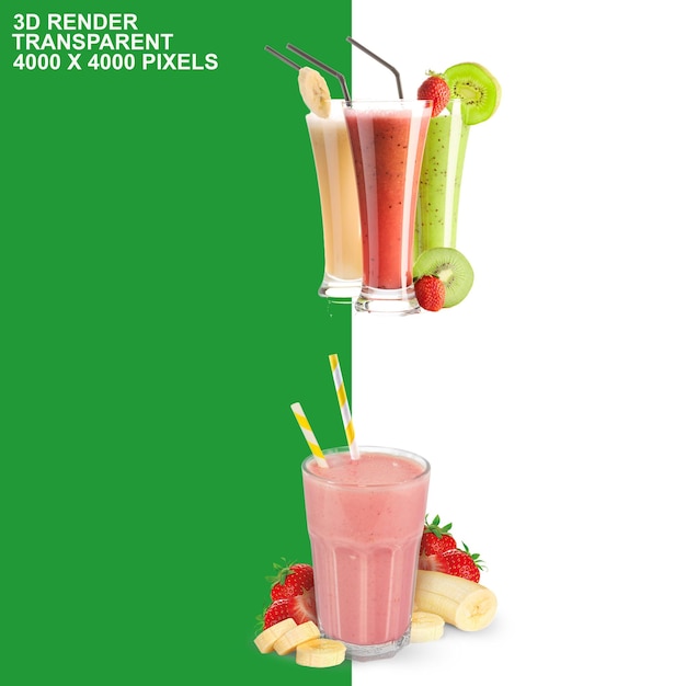 Misturar suco de frutas frescas com fundo transparente