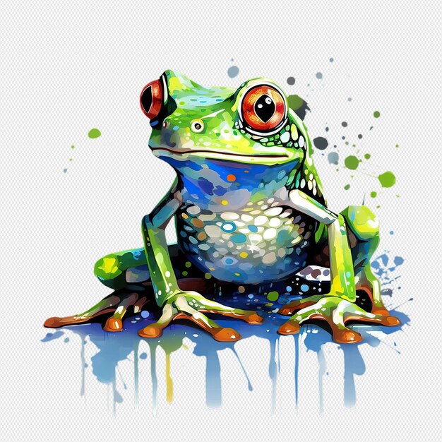 PSD mit aquarell bemalter frosch