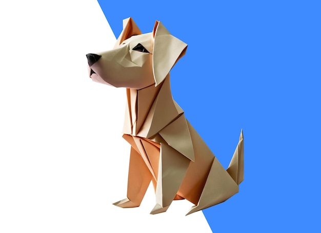 PSD mit origami-technik gefalteter papierhund