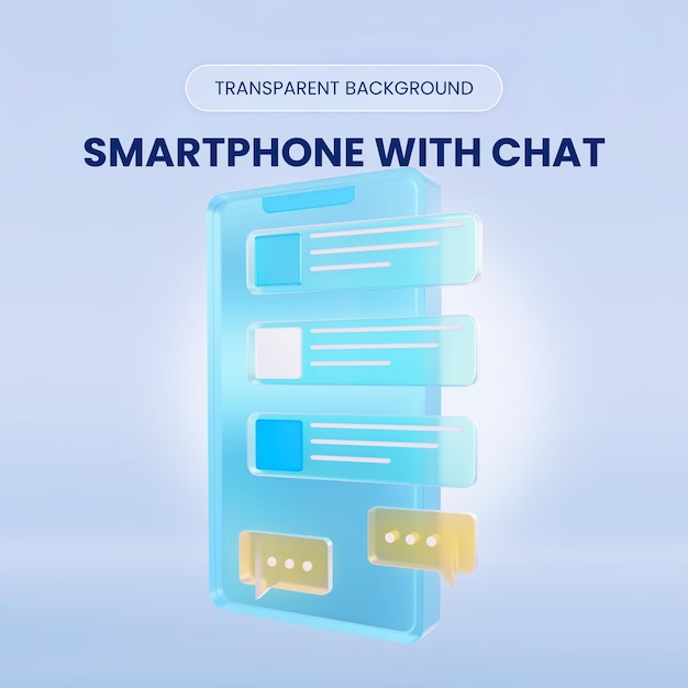 Mit smartphone-chat 3d-rendering-illustration