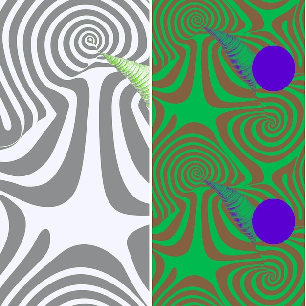 Mit Spiral Silhouette Line Art Minimal Design und Asy Nature Pattern Vector Designs