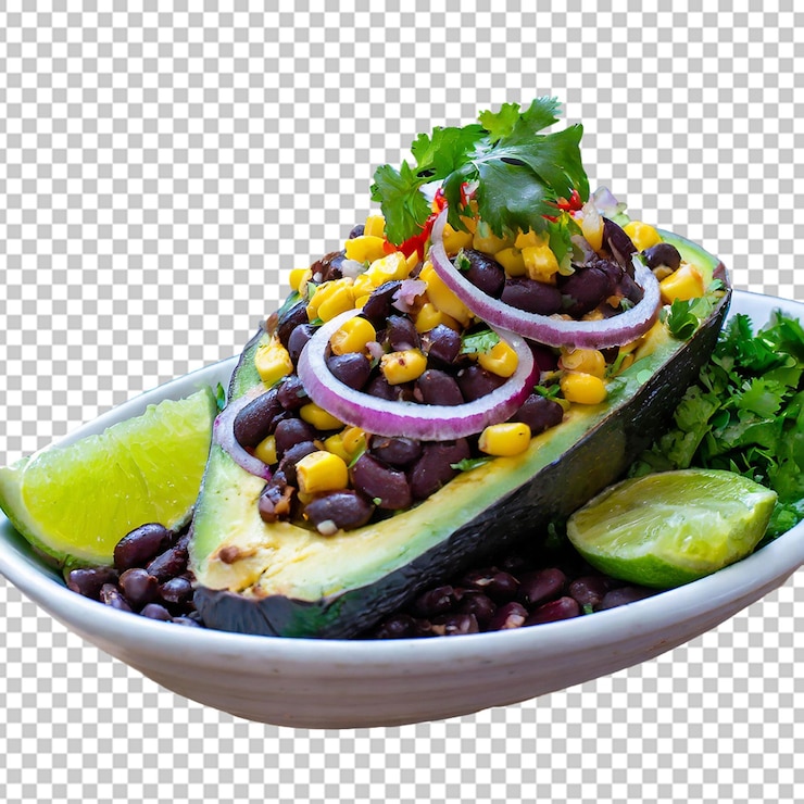 PSD mitad de aguacate con frijoles negros