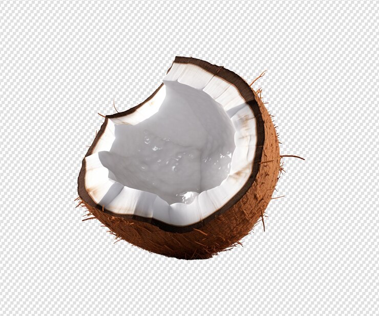PSD la mitad de un coco con un pedazo de papel encerado en él
