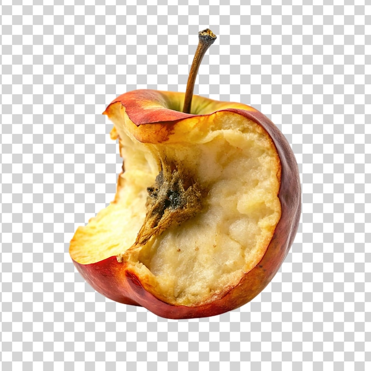 PSD la mitad de una manzana podrida aislada sobre un fondo transparente ilustración vectorial realista