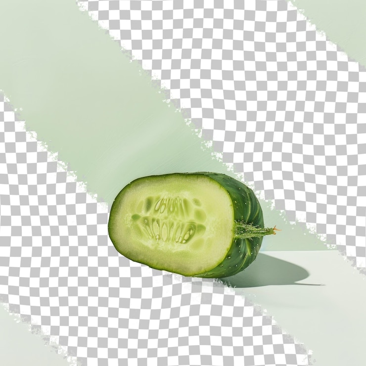 PSD la mitad de un pepino cortado por la mitad sobre un fondo blanco