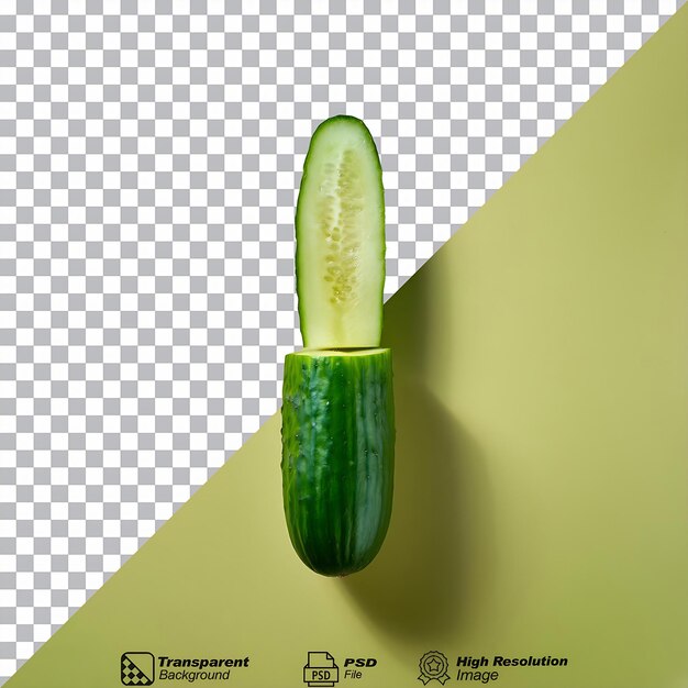 una mitad de pepino dividida horizontalmente aislada