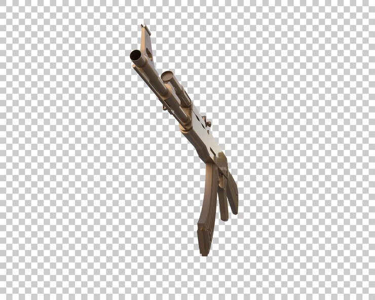 PSD mitragliatrice isolata sullo sfondo illustrazione di rendering 3d