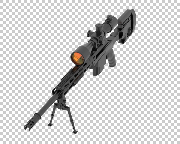 Mitrailleuse avec portée sur fond transparent illustration de rendu 3d