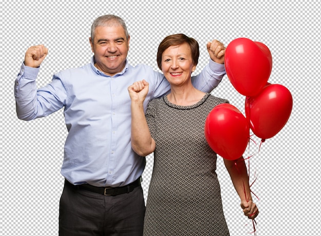 Mitte gealterte Paare, die Valentinsgrußtag feiern