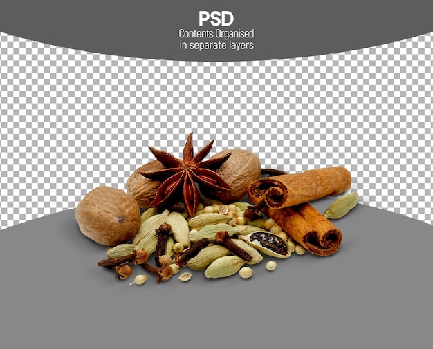 Mixed Spices isolated on Transparent background