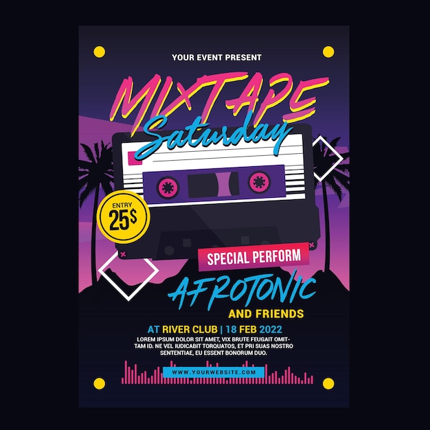 Mixtape flyer de la fiesta del sábado