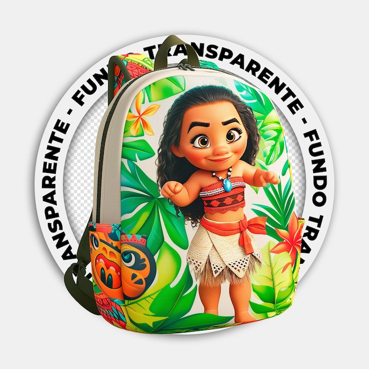 PSD moanas mochila de volta à escola imagem sem fundo