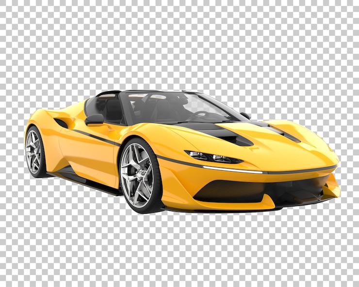 PSD mobil hyper di latar belakang transparan. render 3d - ilustrasi