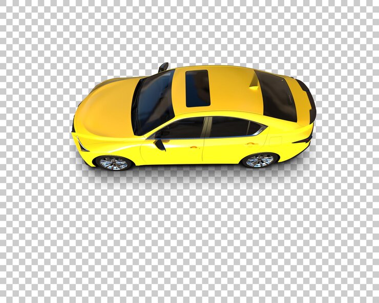 PSD mobil realistis yang diisolasi pada latar belakang ilustrasi render 3d