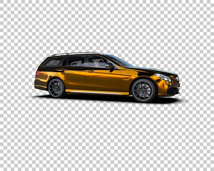 PSD mobil realistis yang diisolasi pada latar belakang ilustrasi render 3d
