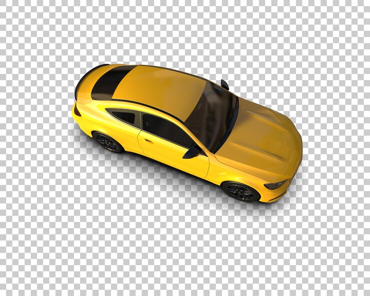 PSD mobil realistis yang diisolasi pada latar belakang ilustrasi render 3d