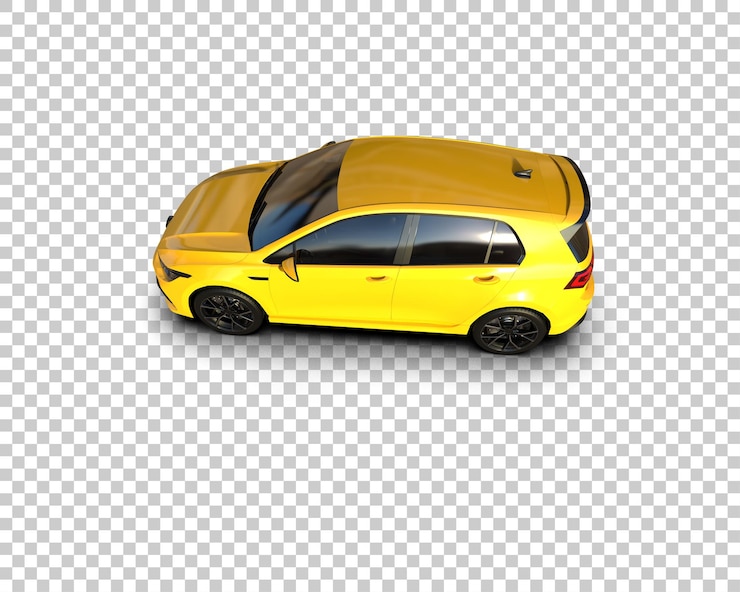 PSD mobil realistis yang diisolasi pada latar belakang ilustrasi render 3d