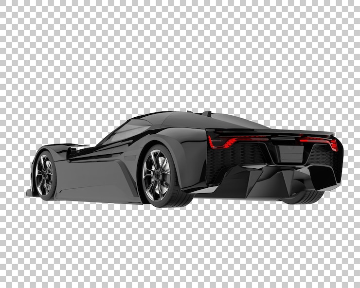 PSD mobil sport dengan latar belakang transparan. render 3d - ilustrasi