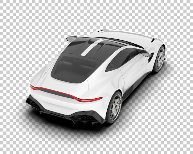Mobil sport putih dengan latar belakang transparan render 3D ilustrasi