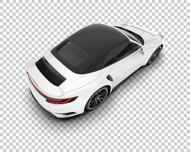 Mobil sport putih dengan latar belakang transparan render 3D ilustrasi