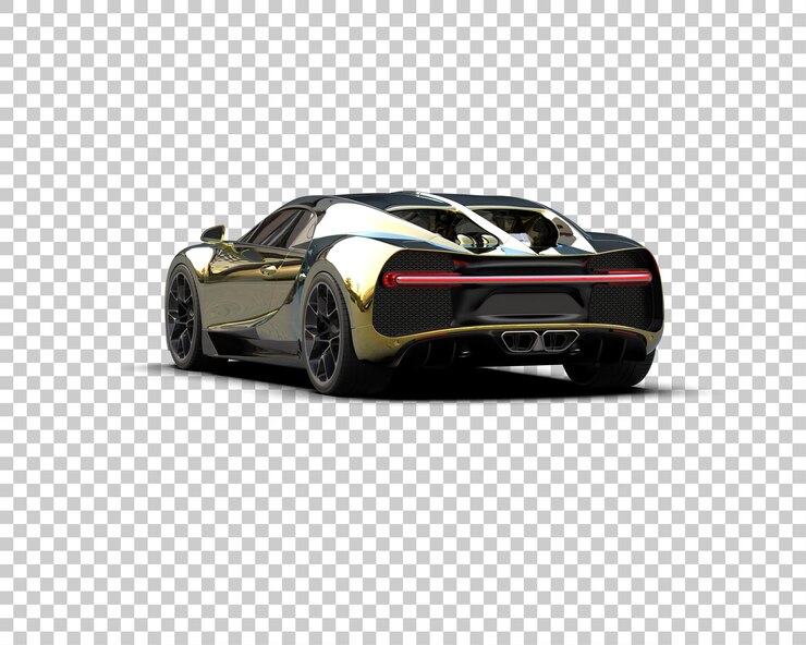 PSD mobil sport realistis yang diisolasi pada ilustrasi rendering 3d latar belakang