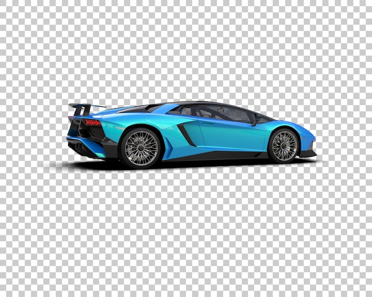 PSD mobil sport realistis yang diisolasi pada ilustrasi rendering 3d latar belakang
