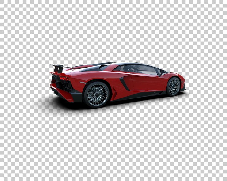 PSD mobil sport realistis yang diisolasi pada ilustrasi rendering 3d latar belakang