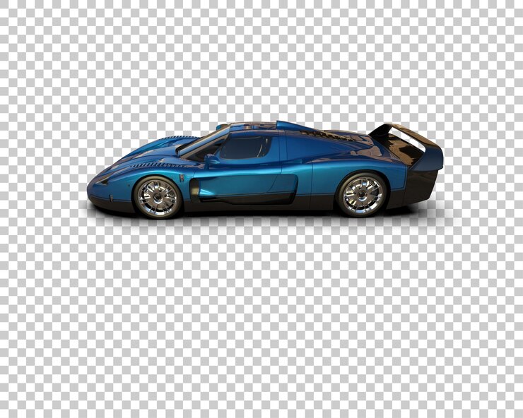 PSD mobil sport realistis yang diisolasi pada ilustrasi rendering 3d latar belakang