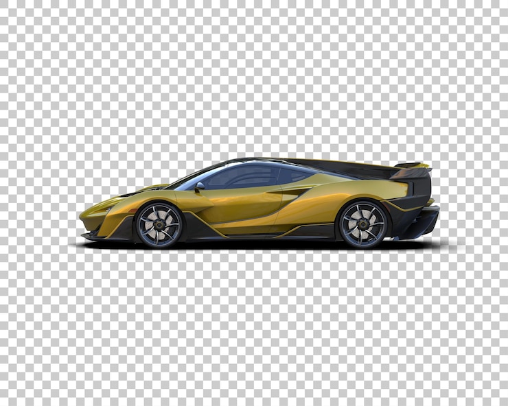 PSD mobil sport realistis yang diisolasi pada ilustrasi rendering 3d latar belakang