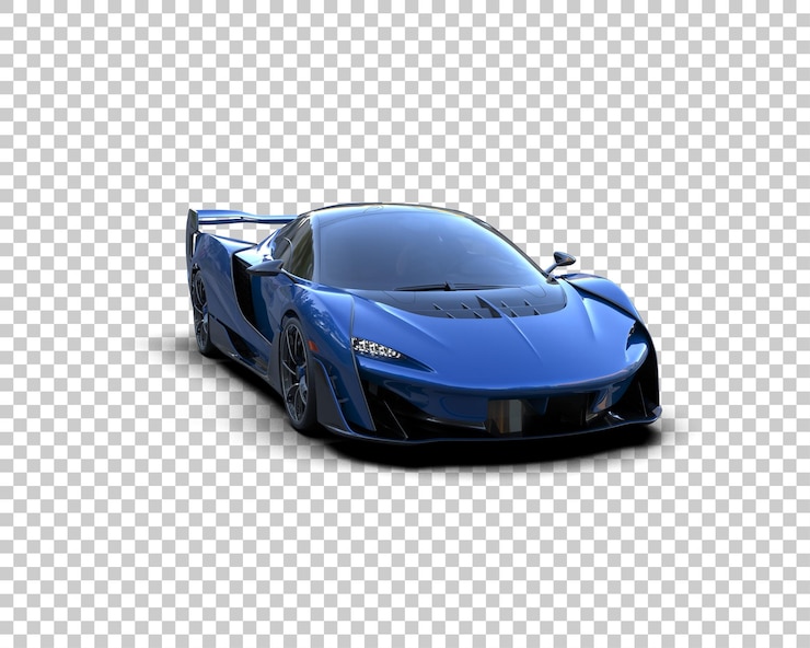 PSD mobil sport realistis yang diisolasi pada ilustrasi rendering 3d latar belakang