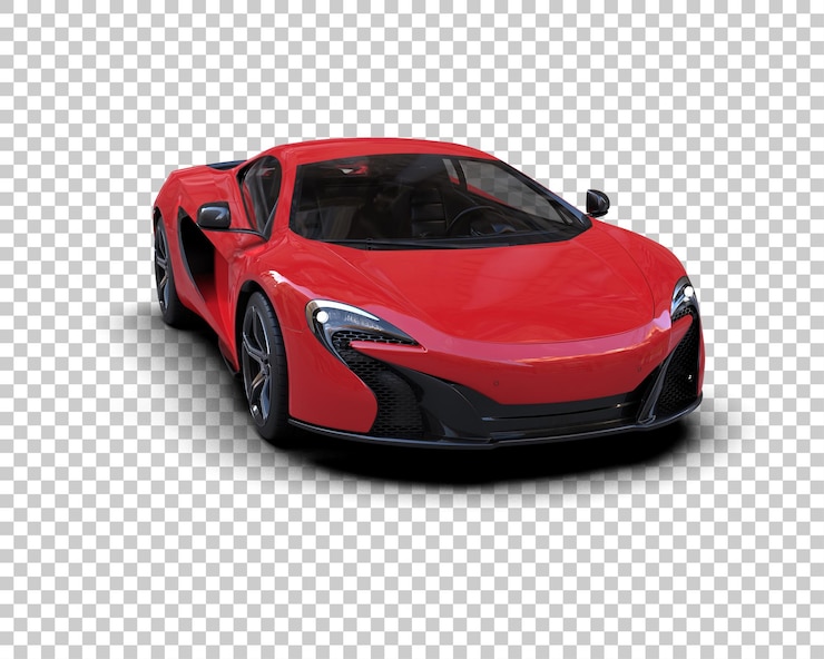 PSD mobil sport realistis yang diisolasi pada ilustrasi rendering 3d latar belakang