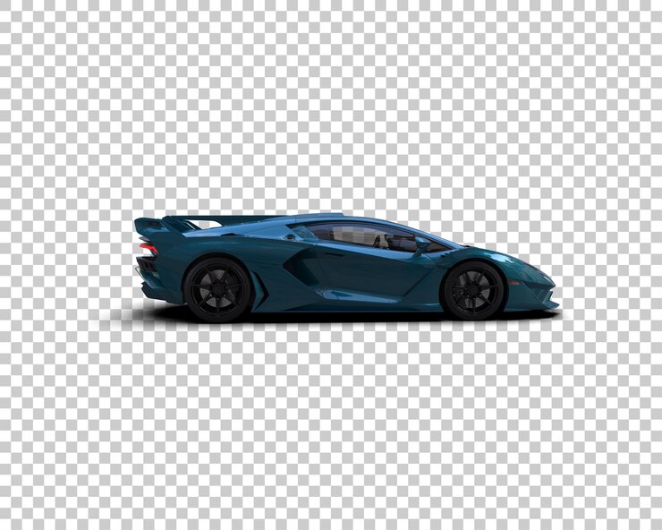 PSD mobil sport realistis yang diisolasi pada ilustrasi rendering 3d latar belakang