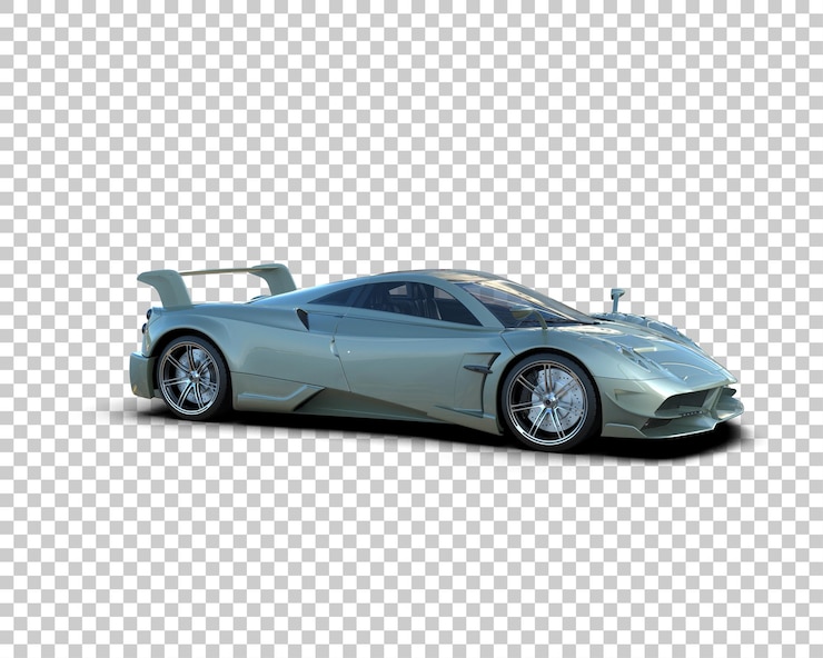 PSD mobil sport realistis yang diisolasi pada ilustrasi rendering 3d latar belakang