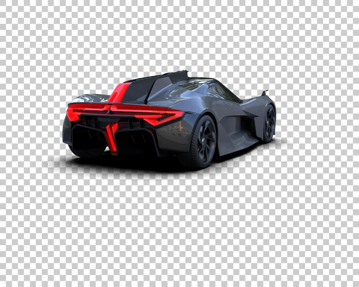 PSD mobil sport terisolasi pada latar belakang render 3d ilustrasi
