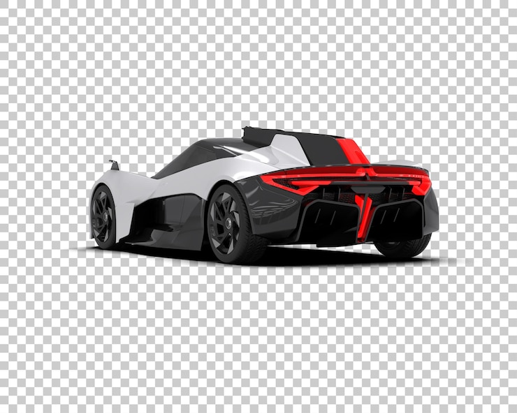 PSD mobil sport terisolasi pada latar belakang render 3d ilustrasi