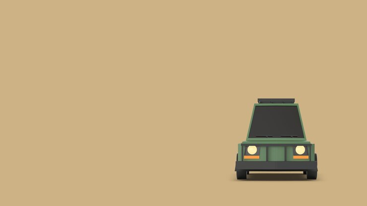 PSD mobil suv khaki dengan latar belakang cokelat