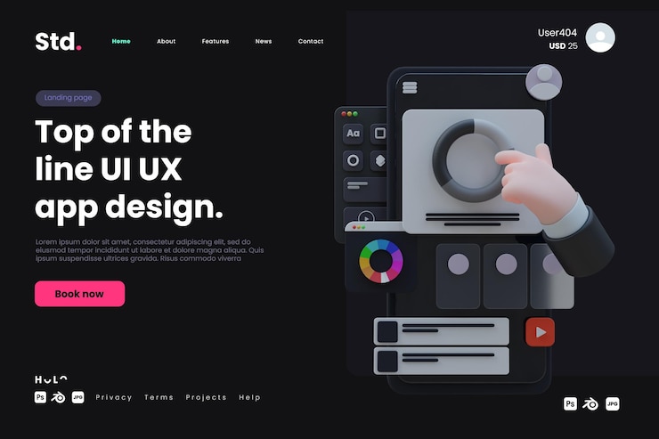 PSD mobile app development landing page