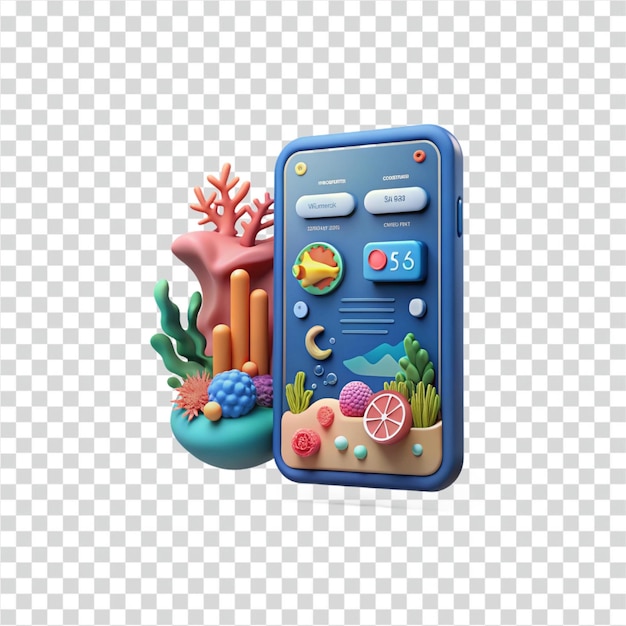 Mobile App UI Design Ozean-Thema 3D-Stil Daten-Visualisierung