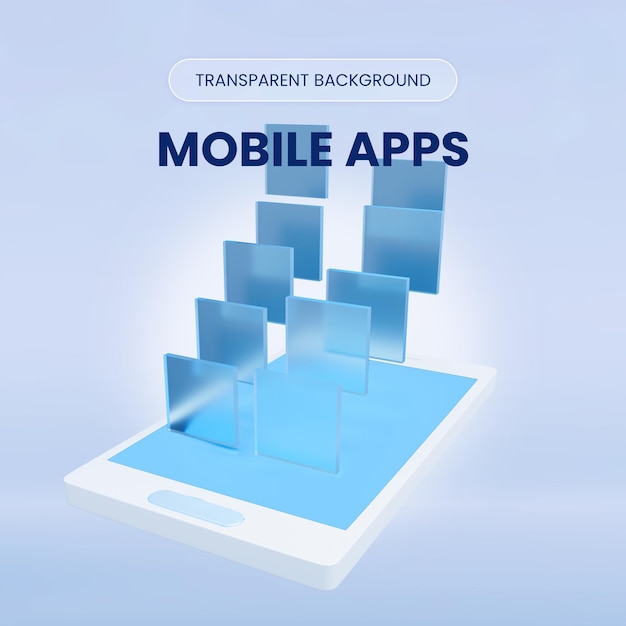 mobile Apps 3D-Rendering-Illustration