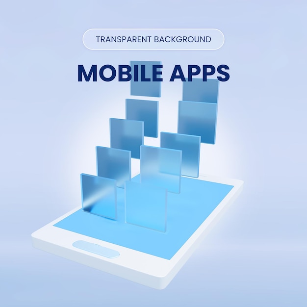 Mobile apps 3d-rendering-illustration