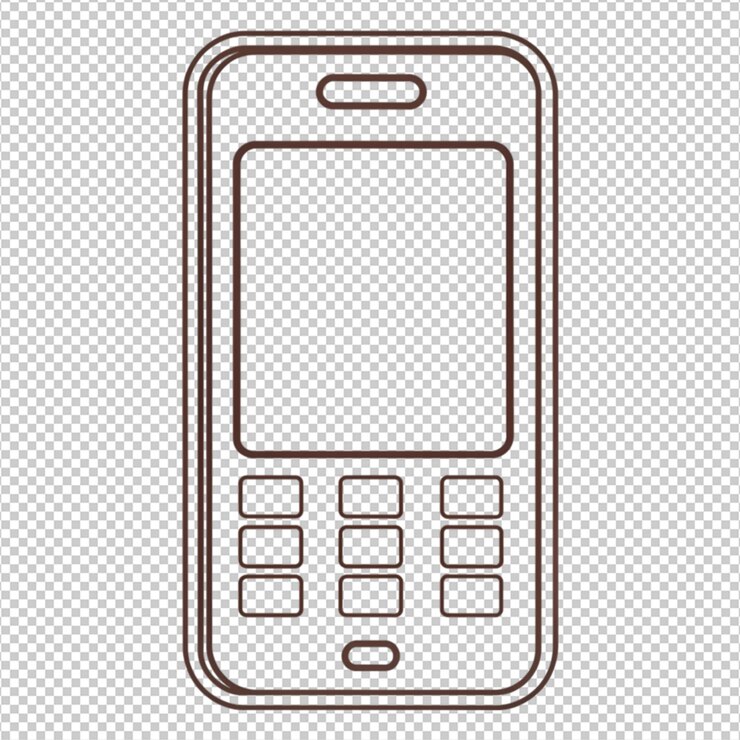 PSD mobile phone outline on white background
